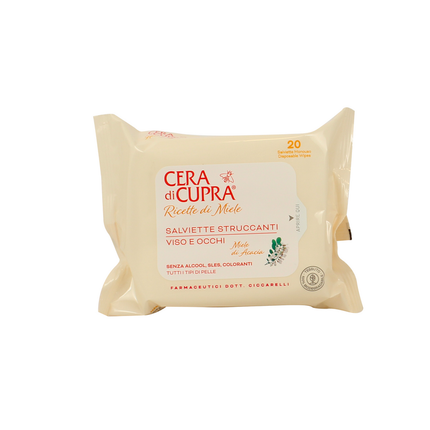 CERA DI CUPRA RICETTE DI MIELE 20 SALVIETTE STRUCCANTI VISO e OCCHI