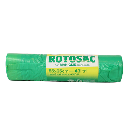 GEL SAC 15 SACCHI VERDI PATTUMIERA IN POLIETILENE MISURA 55x65 IN ROTOLO CON MANIGLIA