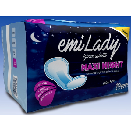 EMI ASSORBENTI LADY MAXI NIGHT ODOR FREE 10 PZ DISPOSITIVO MEDICO CE DI CLASSE 1