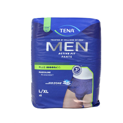 TENA MEN PANTS ACTIVE FIT PLUS MISURA L/LX 8 PZ BLU SLIP ASSORBENTI MASCHILI DISPOSITIVO MEDICO CE CL1