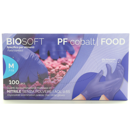 GLOVELY BIOSOFT FOOD 100 GUANTI IN NITRILE PER INDUSTRIA ALIMENTARE NON STERILI MONOUSO MISURA MEDIUM 7-7,5
