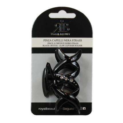 ROYAL BEAUTY PINZA PER CAPELLI NERA STRASS