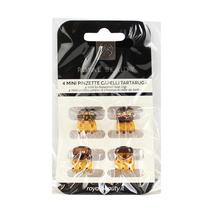 ROYAL BEAUTY PINZETTE MINI PER CAPELLI TARTARUGA 4 PEZZI