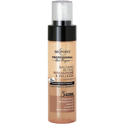 BIOPOINT PROFESSIONAL RIPARAZIONE E BELLEZZA BALSAMO BI-FASE FORMULA RISTRUTTURANTE 5 AZIONI PER CAPELLI FRAGILI E DANNEGGIATI 200 ML