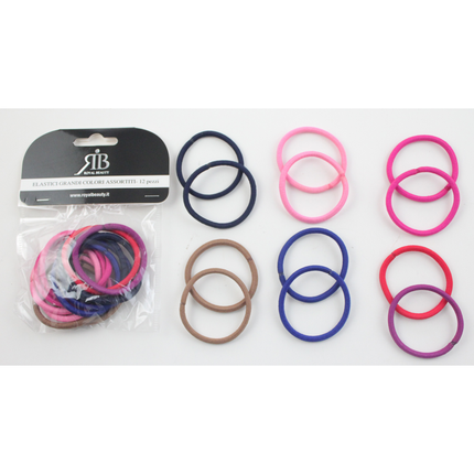 ROYAL BEAUTY 12 ELASTICI GRANDI PER CAPELLI COLORI ASSORTITI
