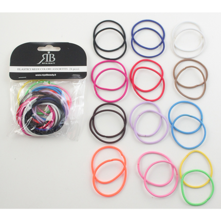 ROYAL BEAUTY 24 ELASTICI MEDI PER CAPALLI COLORI ASSORTITI