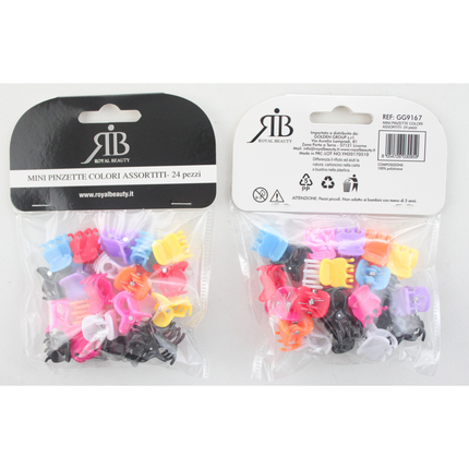 ROYAL BEAUTY 24 PINZETTE MINI PER CAPELLI COLORI ASSORTITI