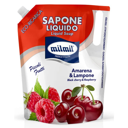MIL MIL SAPONE LIQUIDO MANI RICARICA BUSTA AMARENA & LAMPONE 0,9 LT