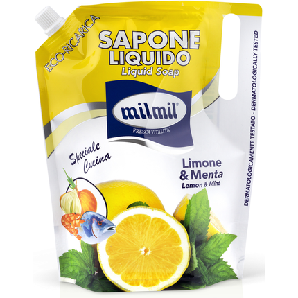 MIL MIL SAPONE LIQUIDO MANI RICARICA BUSTA LIMONE & MENTA 0,9 LITRI