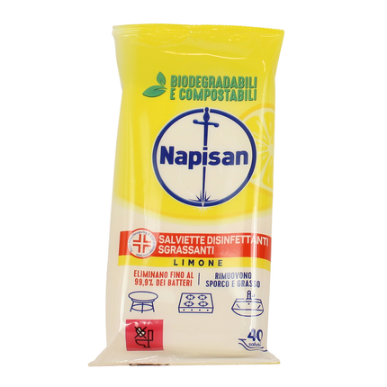 NAPISAN 40 SALVETTE BIODEGRADABILI IGIENIZZANTI SGRASSANTI LIMONE