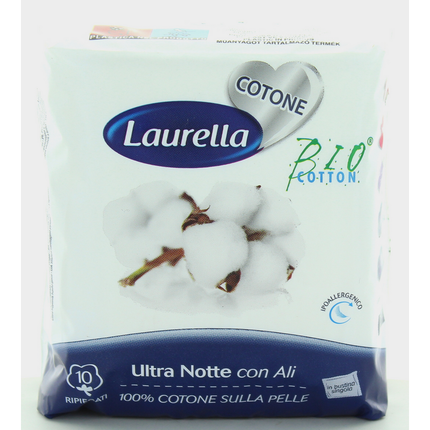 LAURELLA BIO COTTON ASSORBENTE ULTRA NOTTE ALI RIPIEGATO 10 PZ