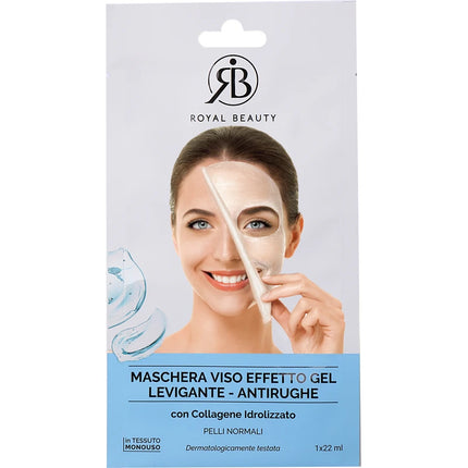 ROYAL BEAUTY MASCHERA VISO EFFETTO GEL LEVIGANTE ANTIRUGHE IN TESSUTO MONODOSE
