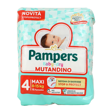 PAMPERS PANNOLINI BABY DRY MUTANDINO 4 MAXI 16 PZ 8-15 KG