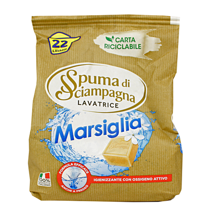 SPUMA DI SCIAMPAGNA DETERSIVO LAVATRICE IN POLVERE MARSIGLIA SACCO 22 LAVAGGI