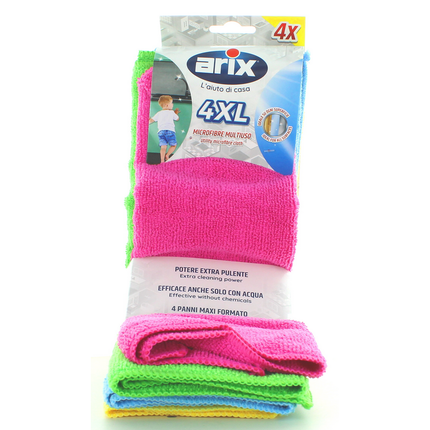 ARIX PANNO MICROFIBRE MULTIUSO 4 PZ XL MISURA 36x38cm COLORI ASSORTITI