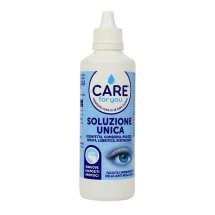 CARE FOR YOU SOLUZIONE UNICA DISINFETTA, CONSERVA, PULISCE, IDRATA, LUBRIFICA, RISCIACQUA LE LENTI A CONTATTO 100 ML