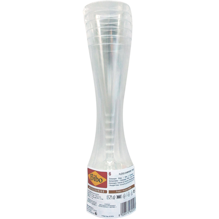 BIBO 6 FLUTES CHAMPAGNE TRASPARENTI 170 CC