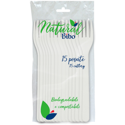 BIBO NATURAL 15 FORCHETTE 100% BIODEGRADABILI E COMPOSTABILI