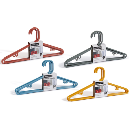 PERFETTO APPENDIABITI PLASTICA 42 CM 4 PZ COLORI ASSORTITI