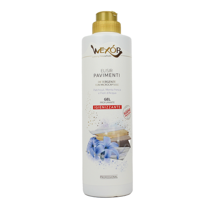 WEXOR ELISIR PAVIMENTI DETERGENTE GEL PROFUMANTE IGIENIZZANTE CON MICROCAPSULE PATCHOULI, MENTA FRESCA E FIORI D'ACQUA 750 ML