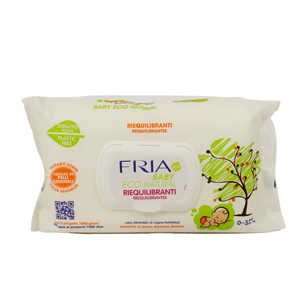 FRIA BABY ECO NATURAL 72 SALVIETTE PELLI SENSIBILI CON ESTRATTO DI AVENA, BARDANA, MELISSA + KIT 1000 GIORNI