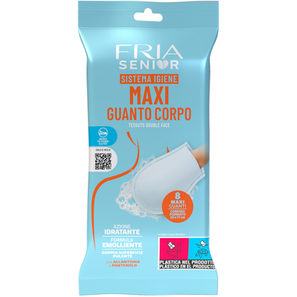 FRIA SENIOR GUANTO CORPO MAXI 26x17 CM EFFETTO IDRATANTE AZIONE EMOLLIENTE 8 PZ