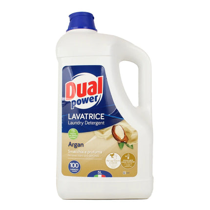 DUAL POWER DETERSIVO BUCATO LAVATRICE PROFESSIONAL PERLE D'ARGAN 100 LAVAGGI 5 LT