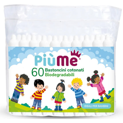 PIUME 60 BASTONCINI COTONATI BIODEGRADABILI PER BAMBINI