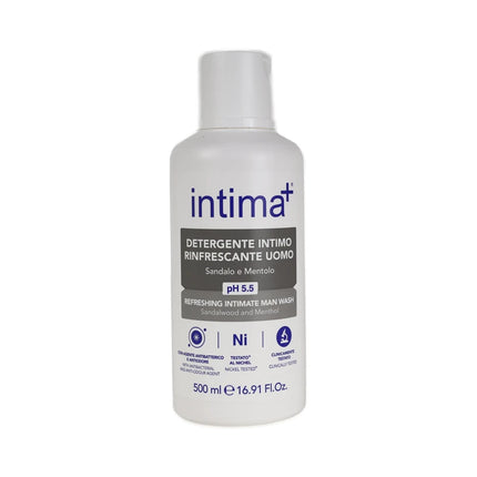INTIMA+ DETERGENTE INTIMO UOMO RINFRESCANTE PH 5,5 ANTIBATTERICO AL MENTOLO E SANDALO 500 ML