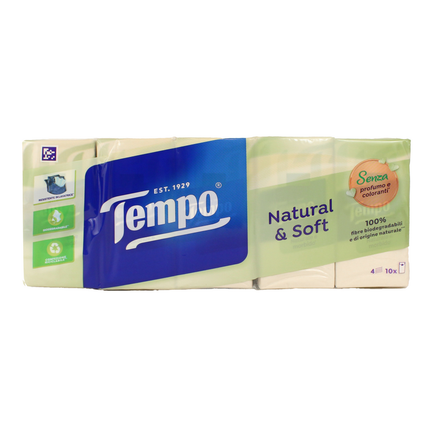 TEMPO FAZZOLETTI NATURAL&SOFT 10x9 4 VELI