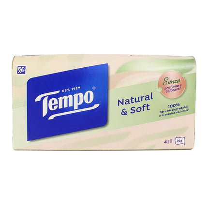 TEMPO FAZZOLETTI NATURAL&SOFT BOX 70 PZ VELINE
