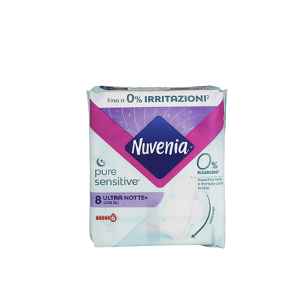 NUVENIA PURE SENSITIVE ULTRA NOTTE CON ALI 8 PZ ASSORBENTI PELLI SENSIBILI