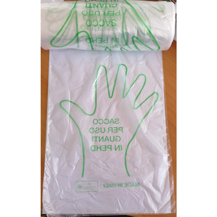 GUANTI PER USO ALIMENTI IN PEHD ROTOLO A STRAPPO 500 SACCHETTI