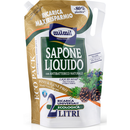MIL MIL SAPONE LIQUIDO RICARICA BUSTA PINO & GINEPRO 2 LT