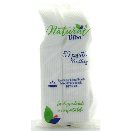 BIBO NATURAL 50 FORCHETTE BIODEGRADABILI E COMPOSTABILI