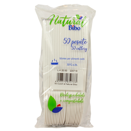 BIBO NATURAL 50 CUCCHIAI BIODEGRADABILI E COMPOSTABILI