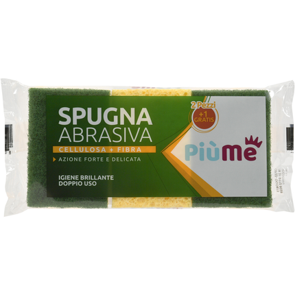 PIUME SPUGNA ABRASIVA CELLULOSA + FIBRA 2+1 PZ