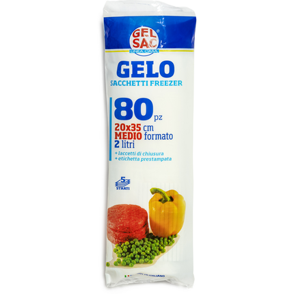 GEL SAC 80 SACCHI GELO IN PE VERGINE FORMATO MEDIO 20x35 IN ROTOLO