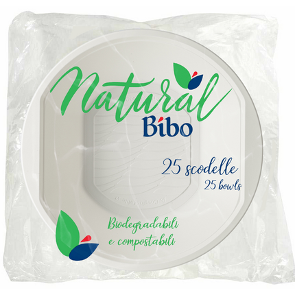 BIBO NATURAL 25 SCODELLE BIODEGRADABILI e COMPOSTABILI 500cc
