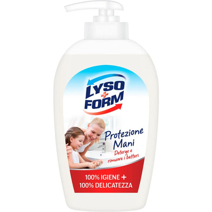 LYSOFORM PROTEZIONE MANI SAPONE LIQUIDO DETERGE E RIMUOVE I BATTERI 100% IGIENE + 100% DELICATEZZA 250 ML