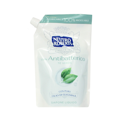 NEUTRO ROBERTS SAPONE LIQUIDO CON ANTIBATTERICO CON TE' VERDE BUSTA ECO 400 ML