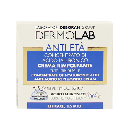 DERMOLAB VISO ANTI ETA' CREMA RIMPOLPANTE ACIDO IALURONICO TUTTI I TIPI DI PELLE 50 ML