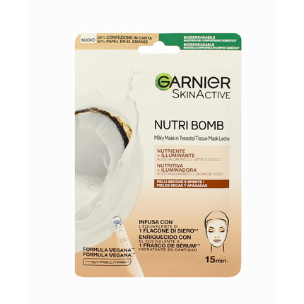 GARNIER SKIN ACTIVE MASCHERA IN TESSUTO NUTRI BOMB LATTE DI COCCO 15 minuti