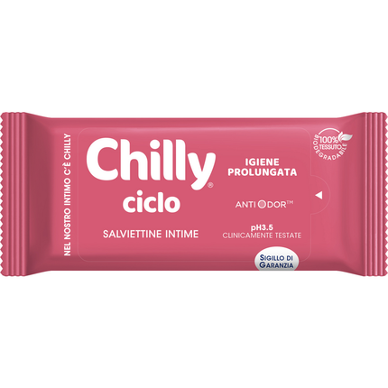 CHILLY 12 SALVIETTE INTIME CICLO ANTIODOR pH3.5 100% TESSUTO BIODEGRADABILE