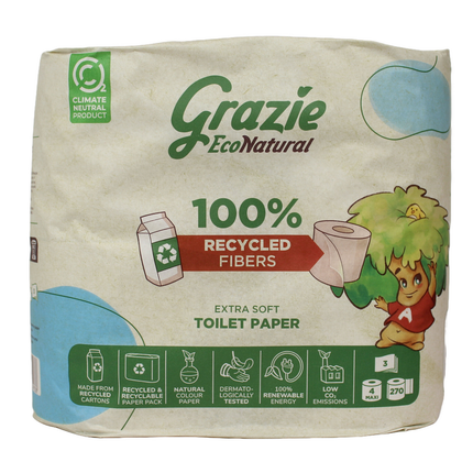 GRAZIE NATURAL CARTA IGIENICA 4 ROTOLI MAXI 3 VELI (CON INCARTO ESTERNO IN CARTA)