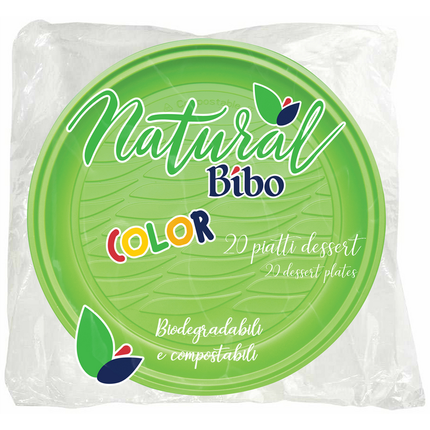 BIBO NATURAL 20 PIATTI DESSERT VERDI DM 17 BIODEGRADABILI E COMPOSTABILI