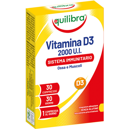 EQUILIBRA VITAMINA D3 2000 U.I.30 COMPRESSE MASTICABILI INTEGRATORE ALIMENTARE