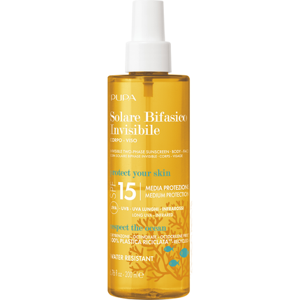 PUPA SOLARE BIFASICO INVISIBILE CORPO, VISO SPF15 SPRAY 200 ML