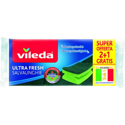 VILEDA ULTRA FRESH SPUGNA ABRASIVA SALVAUNGHIE 2+1 PZ