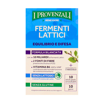 I PROVENZALI FERMENTI LATTICI EQUILIBRIO DELLA FLORA INTESTINALE SENZA LATTOSIO SENZA GLUTINE 10 STICK OROSOLUBILI INTEGRATORE ALIMENTARE